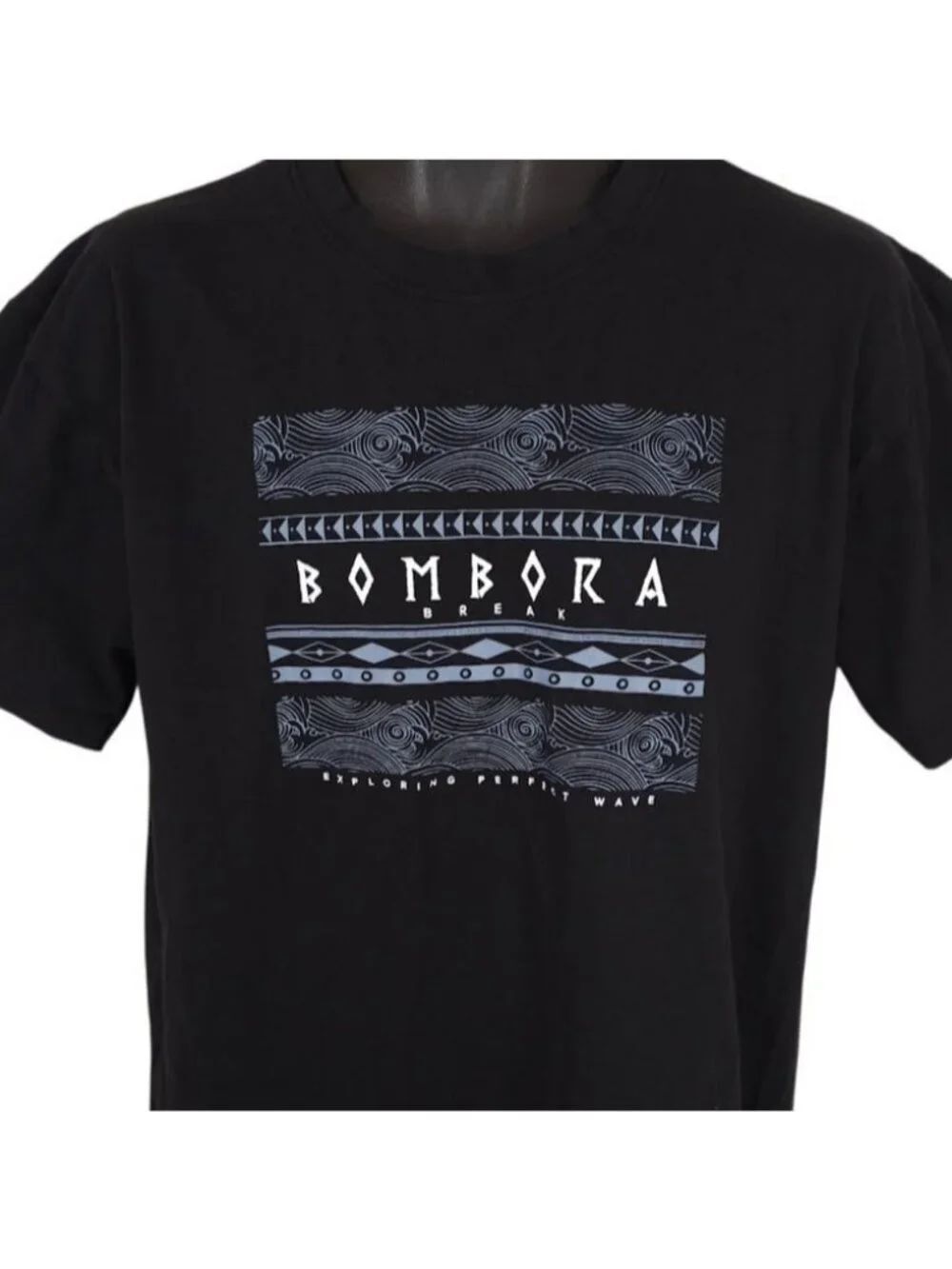 Bombora Break T Shirt Mens Size Large Black Indigenous Australian Surfer